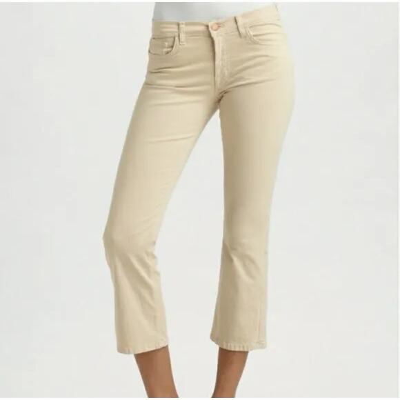 J Brand Gigi Muslin Cropped Flare Khaki Pants - Size 25 - Japanese Luxe Twill - Picture 1 of 9